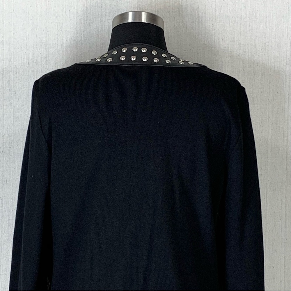 Caprice~Women's Full Zip Studded Leather & Knit Combo Moto/Biker Jacket~Sz L - Picture 9 of 16